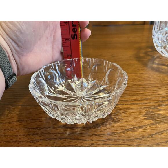 Beautiful Beyer Bleikristall 24% Lead Cut Crystal Round Clear Bowl 4.5” Elegant - Picture 3 of 6